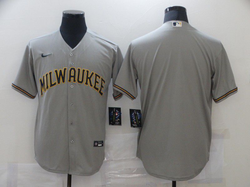 Men Milwaukee Brewers Blank Grey Game Nike MLB Jerseys->atlanta braves->MLB Jersey
